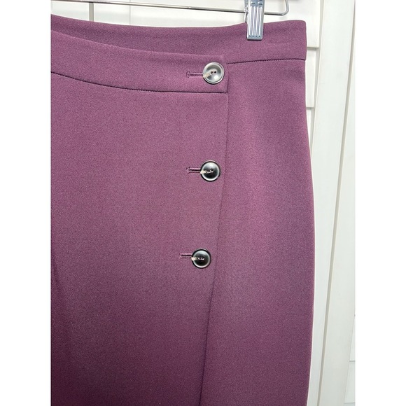 Antonio Melani Button Detail Knee Length Pencil Skirt Size 4 Burgundy - Picture 3 of 9